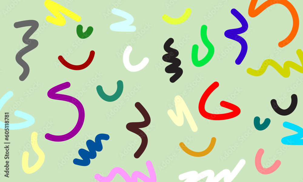 Fun colorful line doodle pattern. Creative minimalist style art background for children.