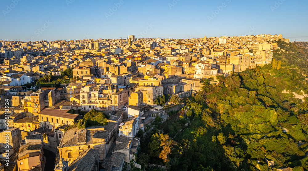 Aerial View of Ragusa at Dawn, Sicily, Italy, Europe, World Heritage Site