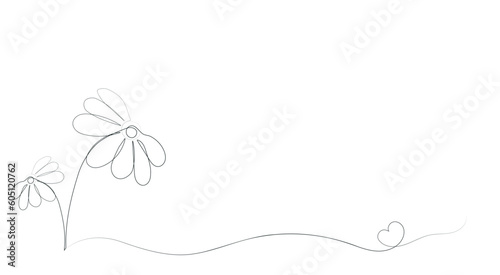 Abstract floral background. Flowers in the style of line art, one continuous line. Hand drawing. Minimalist style for your design, stories, print, etc. Hand drawing. The minimalist style will compleme