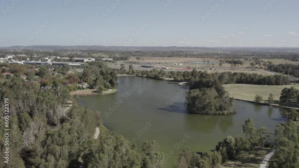 Aerial Shot of A Lake Near An Australian Suburb and Fields (LOG Version) Aerial Shot of A Lake Near An Australian Suburb and Fields (LOG Version)