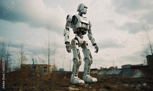 The abandoned robot decides to stay on Earth alone Creating using generative AI tools © uhdenis