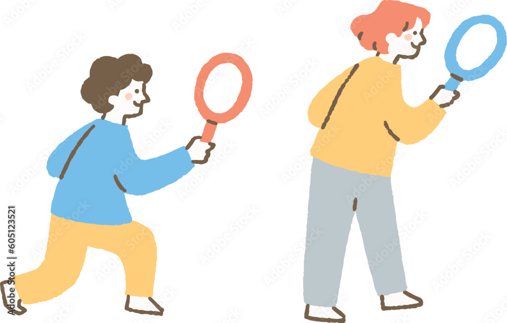 何かを探している男女_色 何かを探している男女_色