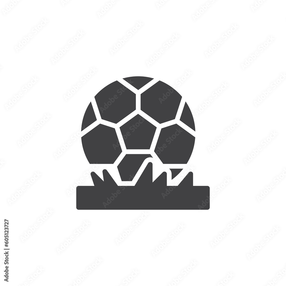 Fototapeta premium Football ball on grass vector icon
