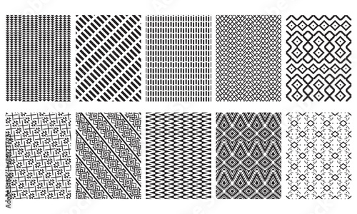 Set of geometric patterns for wallpaper wrapping, pattern filling, web background, texture. Vector Illustration.