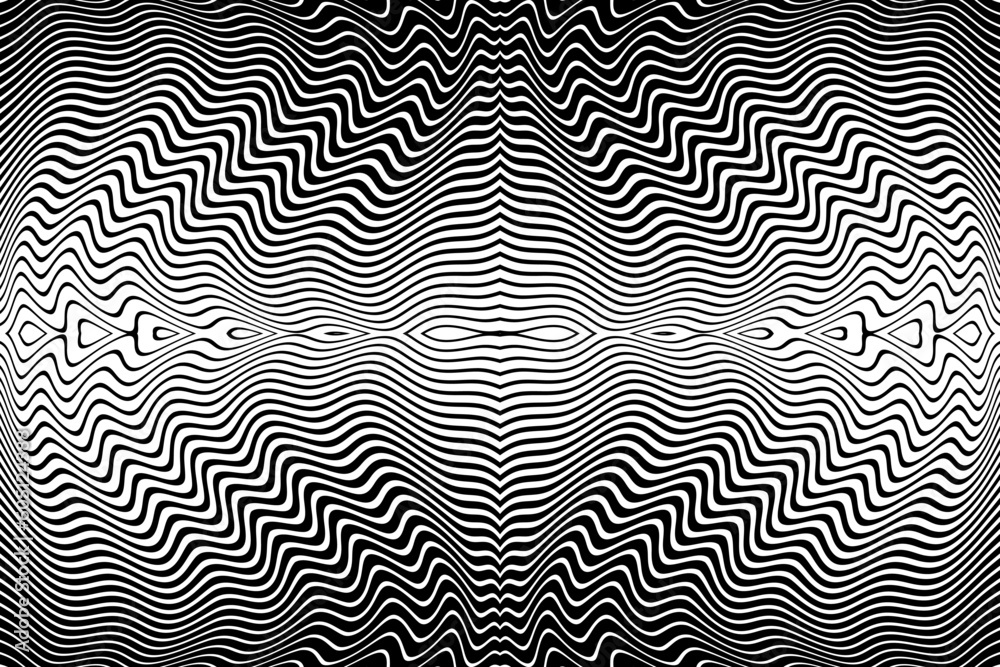 Wavy Lines Pattern. Abstract Black and White Striped Texture.