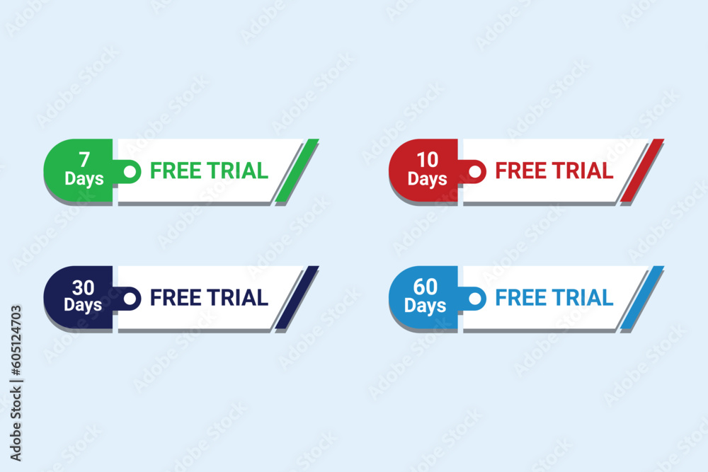 Vector flat design free trial labels template Vector flat design free trial labels template