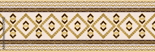 Seamless border, ethnic background, vector banner	