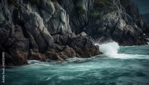 The Ocean's Embrace near a Rocky Cliff, a Captivating Ode to Pentax Espio Mini