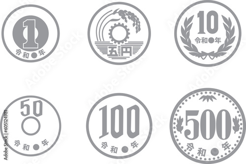 アイコン　ピクトグラム　お金　マネー　ビジネス　円　紙幣　硬貨　金融　貯金　シンプル　イラストセット