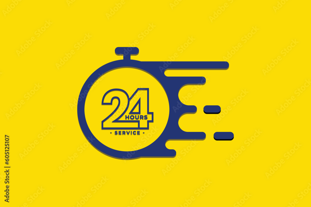 Free vector 24 hour service sticker design Free vector 24 hour service sticker design