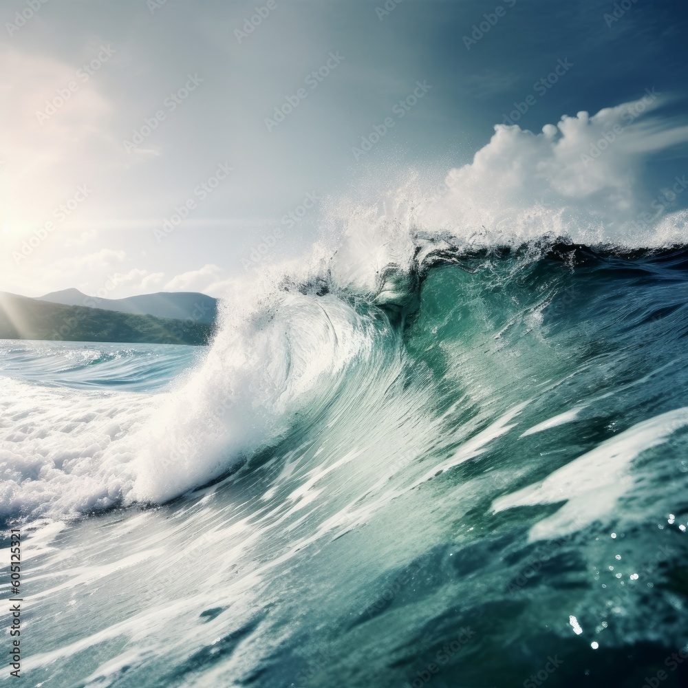 Waves gracefully roll and roll in the ocean. Generative AI Waves gracefully roll and roll in the ocean. Generative AI
