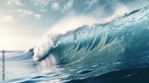 Waves gracefully roll and roll in the ocean. Generative AI