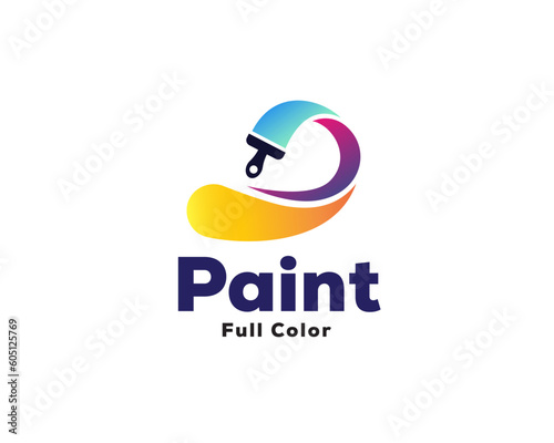 brush paint P initial icon symbol logo design template illustration inspiration