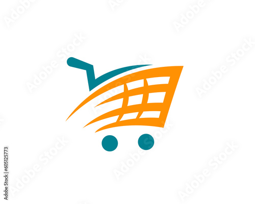 abstract shopping chart moving fast vector icon symbol logo design template illustration inspiration