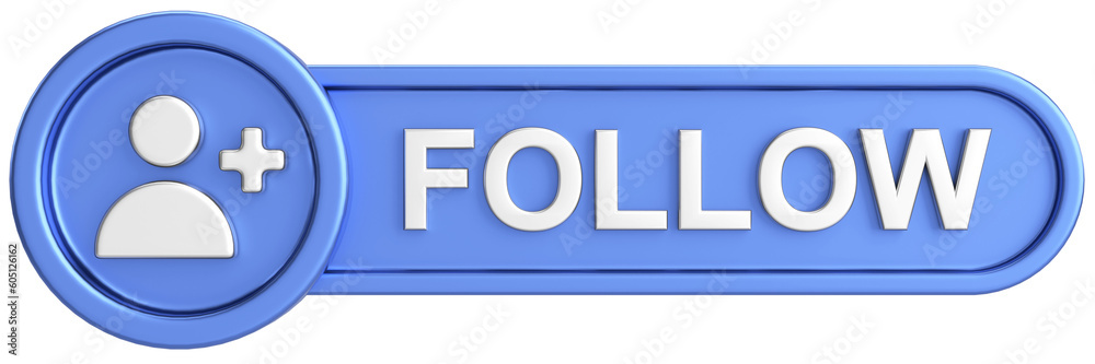 Obraz premium 3D follow button. 3D illustration.