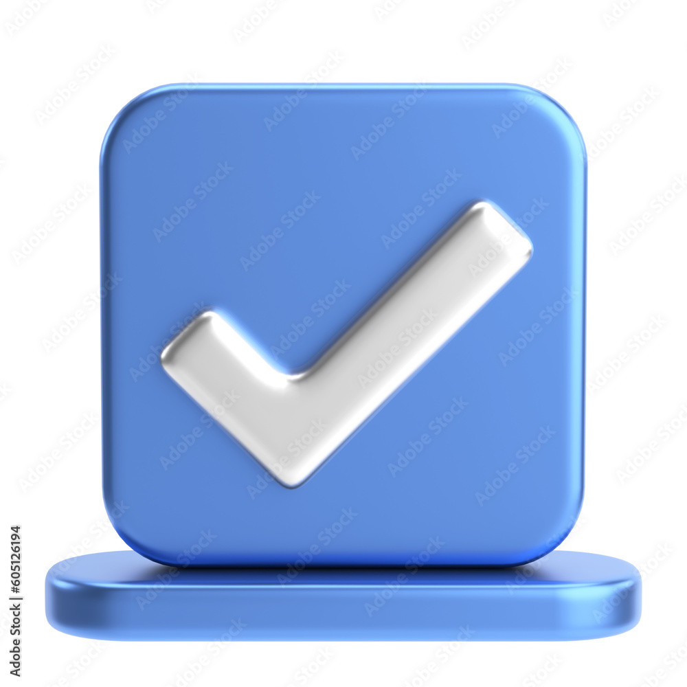 3D checkbox. Check mark. 3D illustration. 3D checkbox. Check mark. 3D illustration.