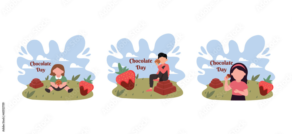 World Chocolate Day Flat Bundle Design Illustration World Chocolate Day Flat Bundle Design Illustration
