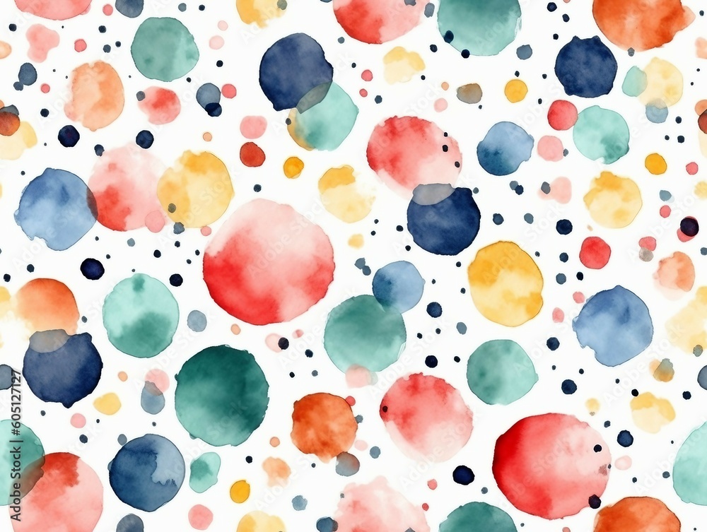 Abstract watercolor seamless background of circles and bubbles Abstract watercolor seamless background of circles and bubbles