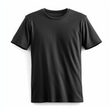 Black t shirt front view, isolated on white background. Ready for your mock up design template.