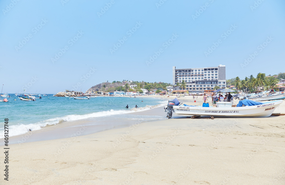 The beautiful Pacific coastline of Puerto Escondido, Oaxaca, Mexico