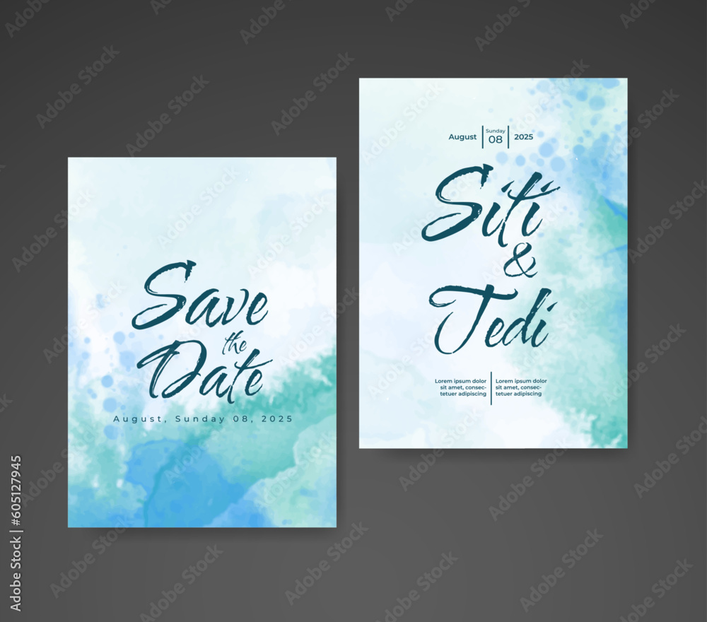 Wedding invitation with abstract watercolor background Wedding invitation with abstract watercolor background