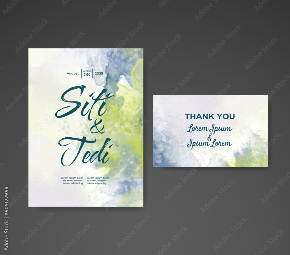 Wedding invitation with abstract watercolor background Wedding invitation with abstract watercolor background