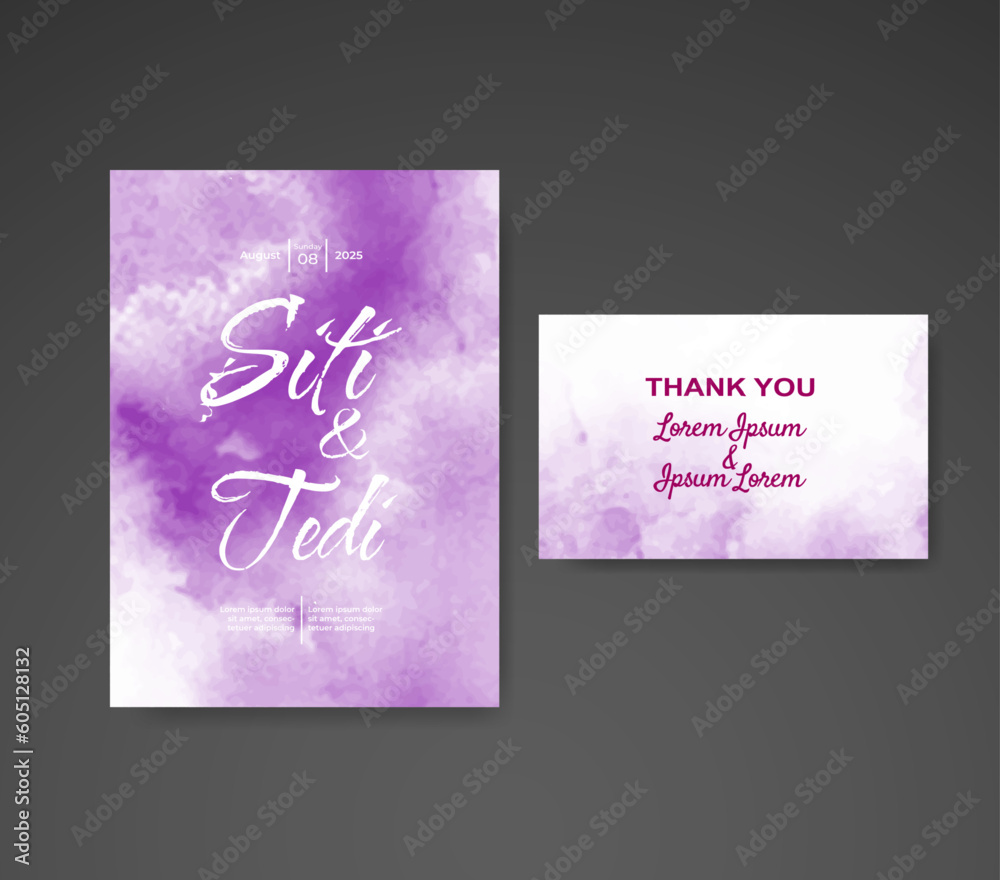 Wedding invitation with abstract watercolor background