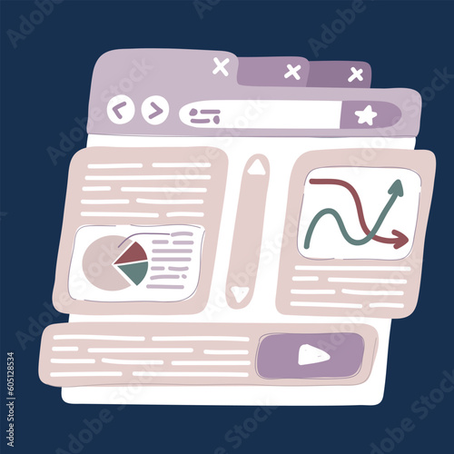 Cartoon vector illustration of web developers constructs a personal user account or admin panel for the website.