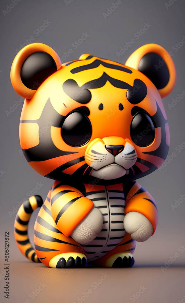 Cute tiger cartoon, generative ai Cute tiger cartoon, generative ai