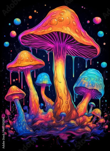 Colorful Mushroom psychedelic vibrant colors