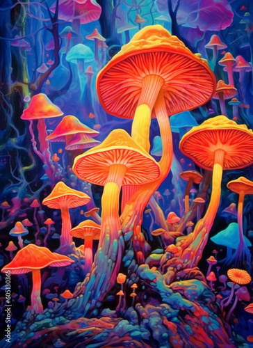 Colorful Mushroom psychedelic vibrant colors