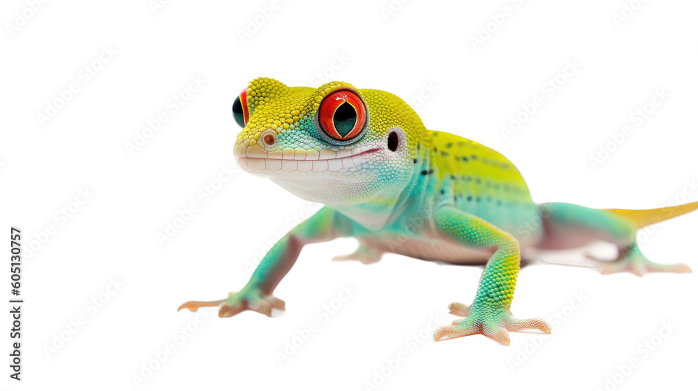 Obraz premium a Day Gecko, colorful, insectivores, Pet-themed, photorealistic illustrations in a JPG. Generative AI