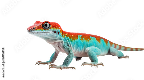 a Day Gecko  colorful  insectivores  Pet-themed  photorealistic illustrations in a PNG. Generative AI