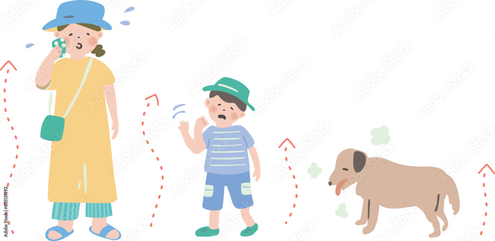 Naklejka premium アスファルトの照り返し 熱中症 ペット