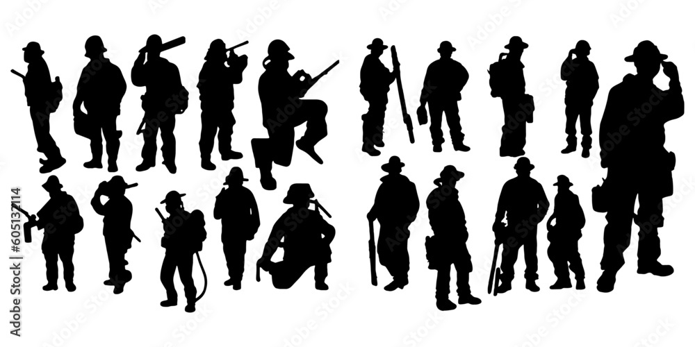 Fototapeta premium fireman silhouettes