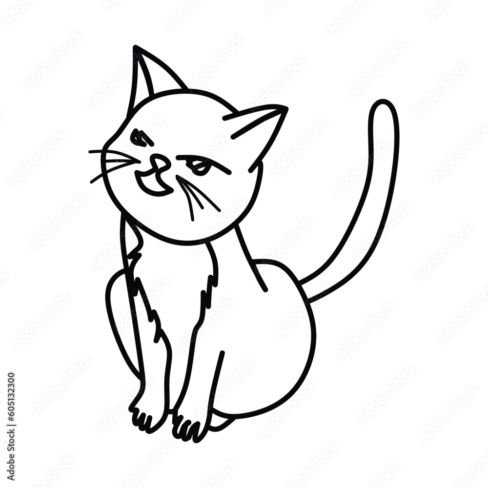 black and white cat icon. isolated on white background. vector illustration.
