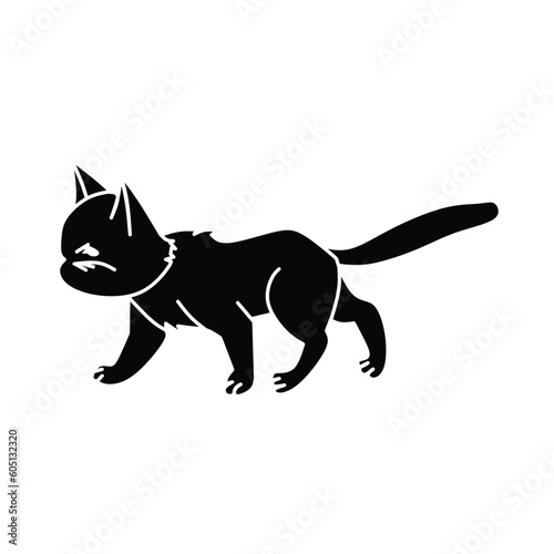 black and white cat icon. isolated on white background. vector illustration.