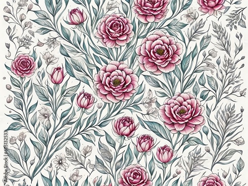Pattern with roses, Ai Generative © Сергій Андрусевич