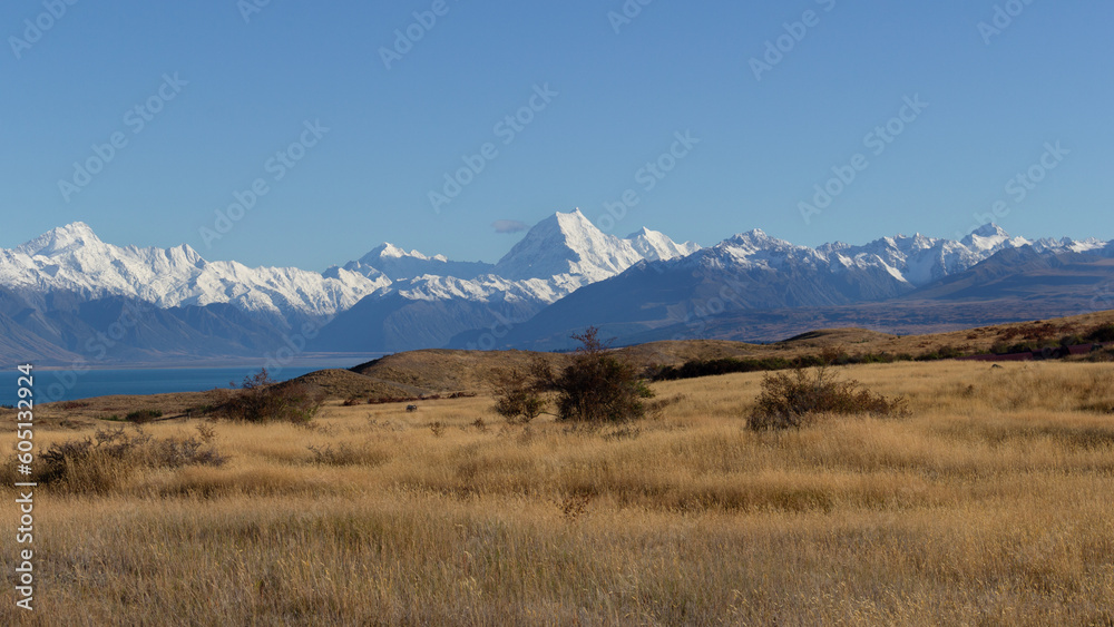 Mount Cook and Southern Alps landscape, South Island, New Zealand