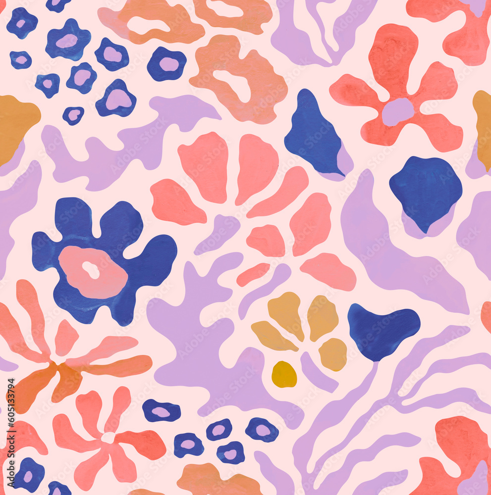 Floral seamless pattern in a minimalist style