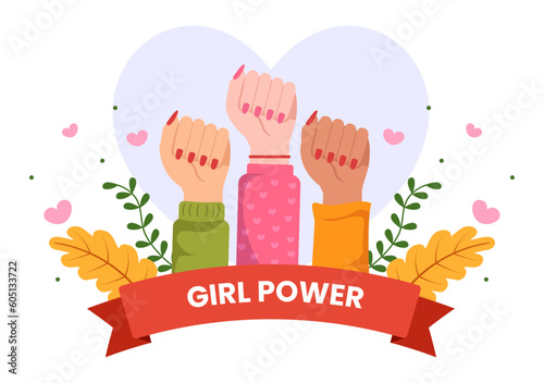 Girl Power Vector Illustration to Show Women Can Also Be Stronger and Independent in Woman Rights and Diversity Flat Cartoon Hand Drawn Templates