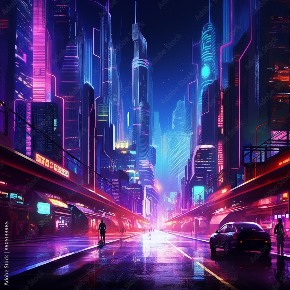 Futuristic Cityscape, Generative AI
