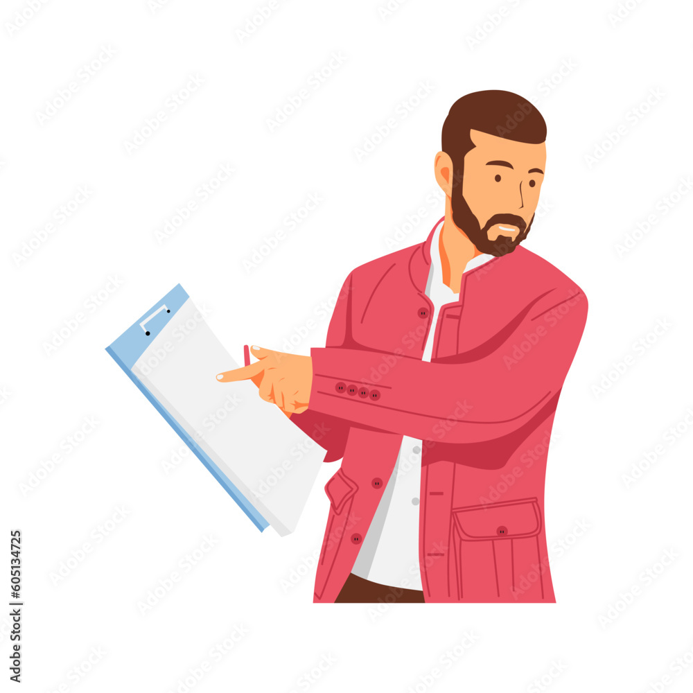 vector illustration of office people and clipboard in hand vector illustration of office people and clipboard in hand