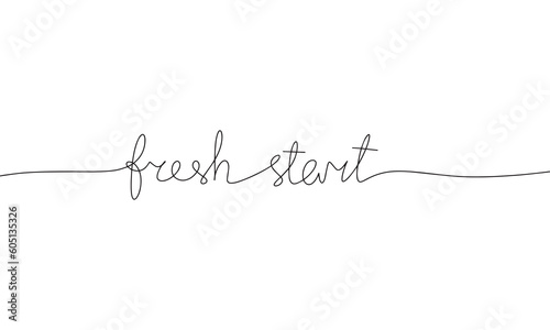 fresh start one line continuous phrase. Pension, retirement concept. Line art, hand drawn vector illustration.