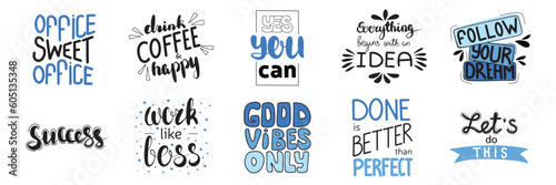 Big collection business, work, office phrase. Hand lettering quote isolated on white background. Vector typography for posters, cards, stickers, labels, social media
