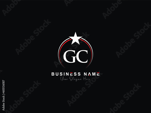 Luxury GC logo icon, minimalist unique Gc cg logo letter vector star