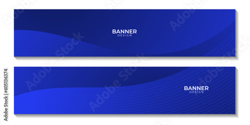set of banners with abstract navy blue wave gradient background for business