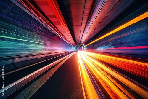 Wide angle long exposure of train travelling fast using generative AI © Afi Kreative
