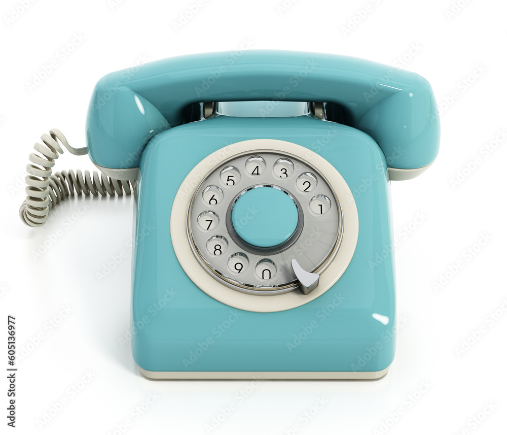 Retro rotary phone isolated on white background. 3D illustration Retro rotary phone isolated on white background. 3D illustration