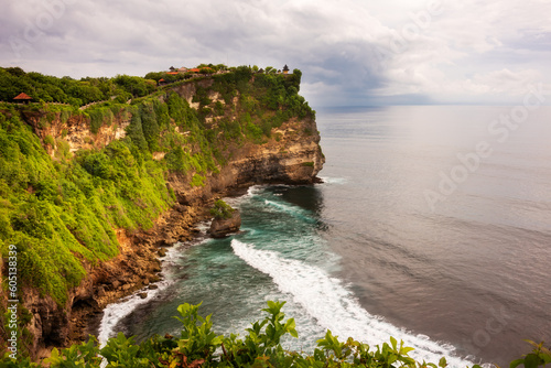 Uluwatu cliff on ocean coast on Bali island, Indonesia